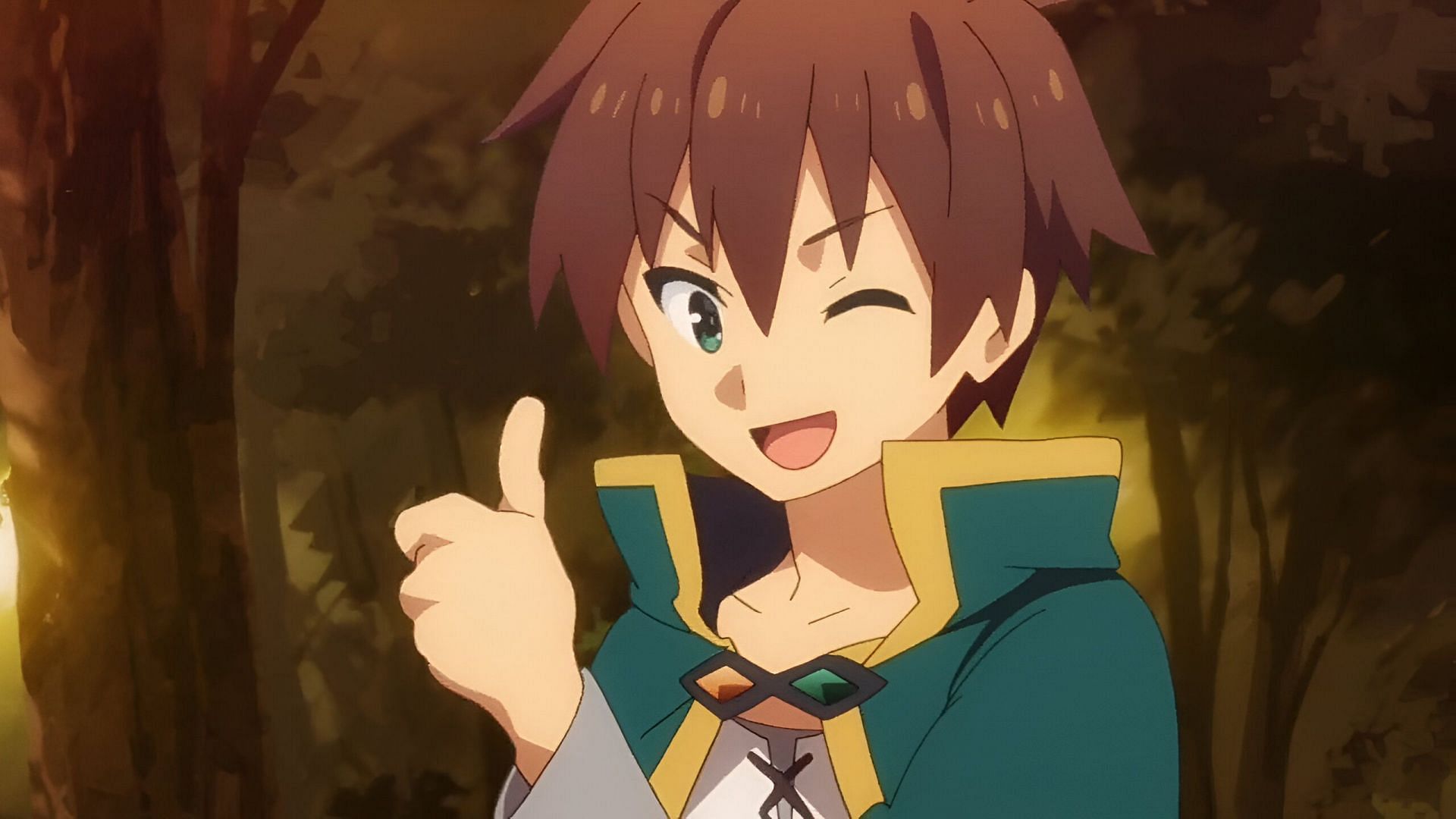 One of the Isekai anime heroes, Kazuma Satou (Image via Studio Deen)
